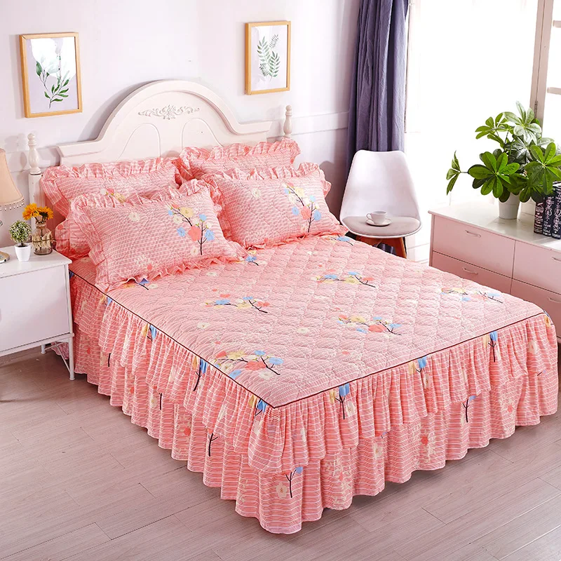 6 Korean Simmons Bed Skirt Quilted Thick Thick Comfortable Brushed Bed Cover Sheets All-inclusive Dust Cover Home Decoration - Цвет: 6