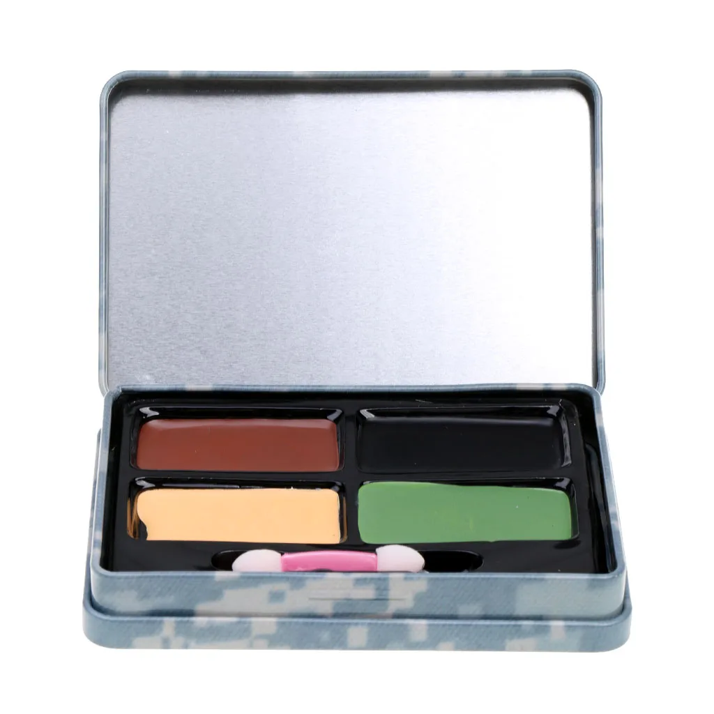 

4 Color Camo Face Paint Cream Set with Mini Makeup Brush Army Hunting for Hunting Makeup