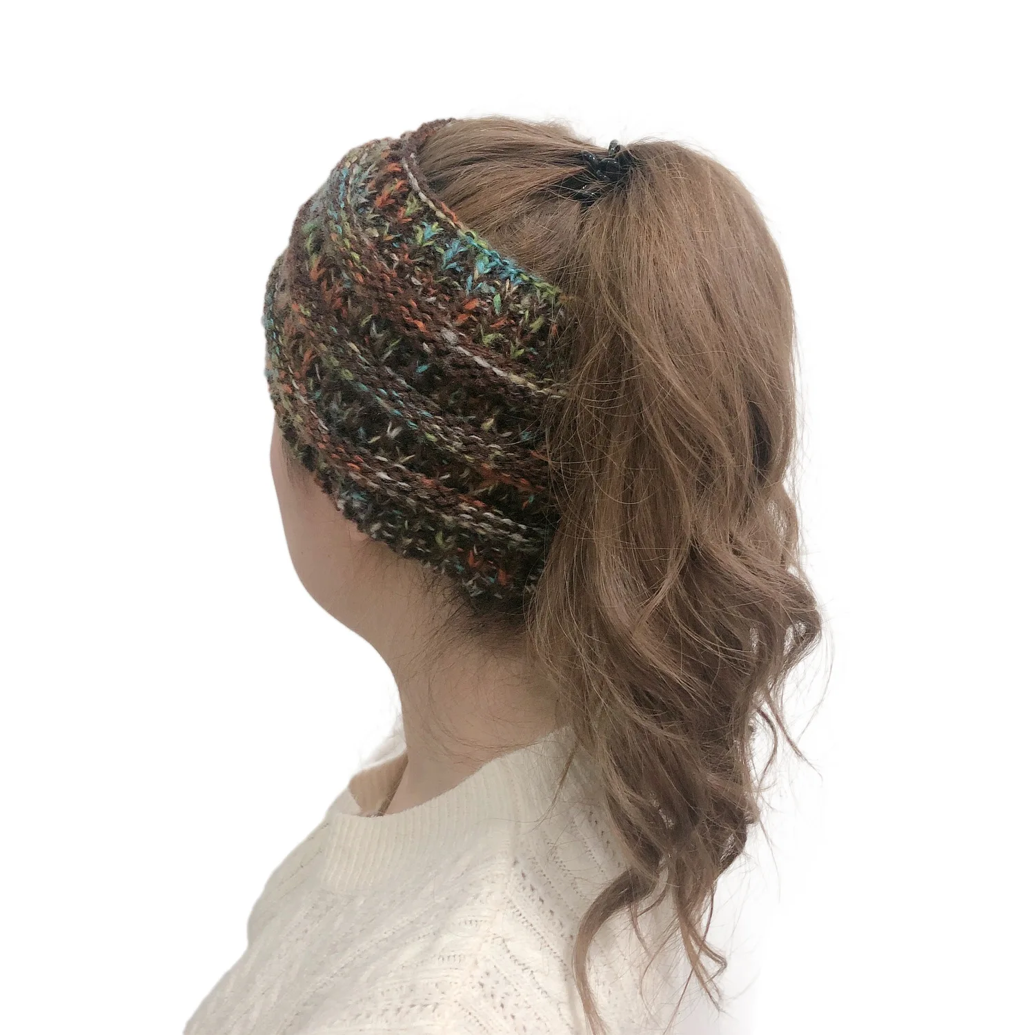 Разноцветная зимняя теплая однотонная вязаная повязка на голову для женщин, женская шерстяная вязаная повязка на голову, головной убор, широкая бандана, тюрбан, фланелевая