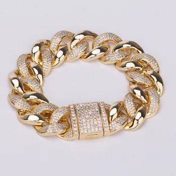 

New Fashion Cubic Zircon Stone hip pop thick chain bracelets silver/gold color rock jewelry for men