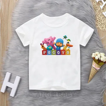 

Kids Summer Cartoon Pocoyo Print T shirt Funny Boys Tops Cute Baby Girls Clothes Children Short Sleeve T-shirt
