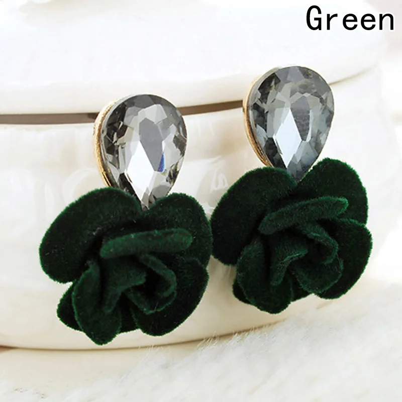 Горячие Классические капли воды Кристалл цветок серьги гвоздики красные серьги с дизайном «Роза» для женщин ювелирные изделия Bijoux подарок