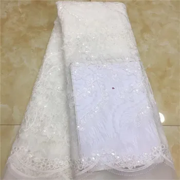 

Sequins Lace Fabric 2019 beads High Quality African Evening Dress Fabrics New Nigeria Sequined Embroidered Mesh Net Lace Fabric