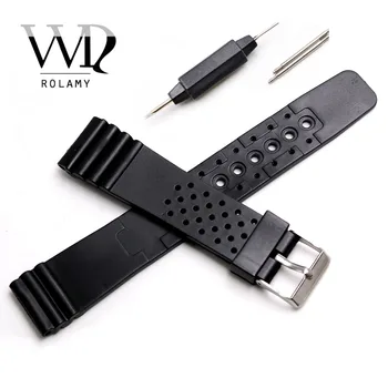 

Rolamy 20mm Watch Band Strap Belt Silicone Rubber Straight End Wrist For Casio Omega Panerai Black Replacement Watchband