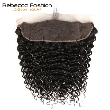 

Rebecca Brazilian Deep Wave Human Hair Lace Frontal Closure 13x4 Swiss Lace Frontal With Baby Hair 8-20 Inch Free Part