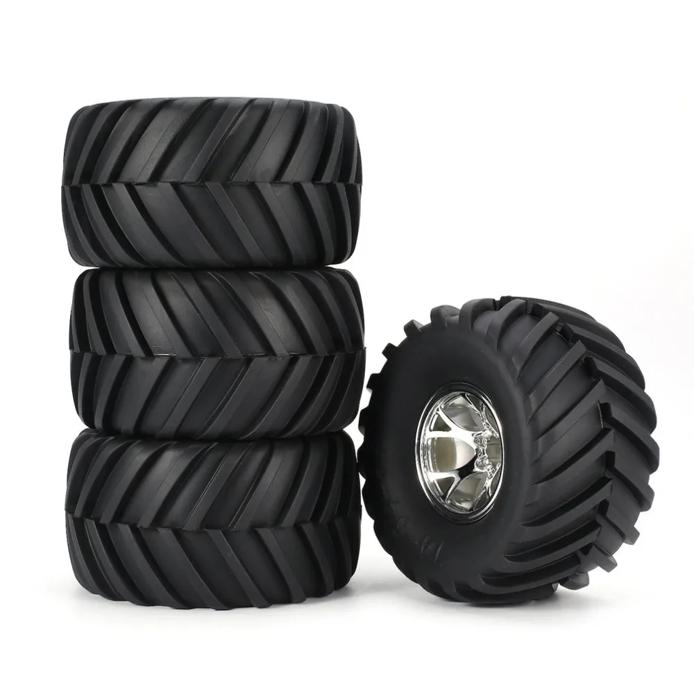 

AUSTAR 4pcs AX-3003 130mm Rim Rubber Tyre Tire Wheel Plastic Hub for 1/10 RC Big Feet Model HSP HPI Beadlock Spare Parts fz