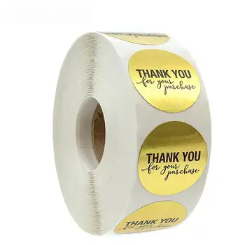 

Bran New 50 roll Round Gold THANK YOU Stickers seal labels 500 Labels stickers for Package stationery sticker Bicycle sticker