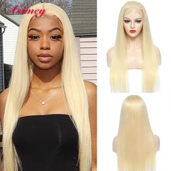 613 Straight Honey Blonde Colored Transparent Lace Front Wig 32 Inch Preplucked Brazilian Hair 100% Virgin Remy 13X4X1 For Women