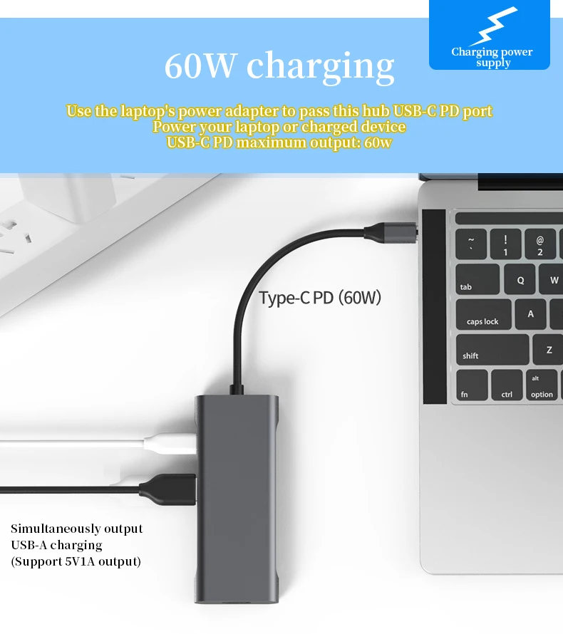 Type-C Hub Laptop Docking Station USB 3.0 HDMI TF LAN PD USB -C for Macbook for Huawei Mate 10 P20