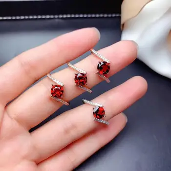 

Natural And Real Garnet Ring Wedding Engagement Rings for Women 925 sterling silver Ring