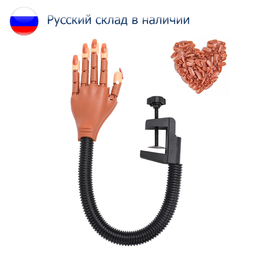 

Practice Hand with 100pcs Acrylic Nail Tips Adjustable Manicure Training Hand Flexible Holder Nail Supplies For Professionals