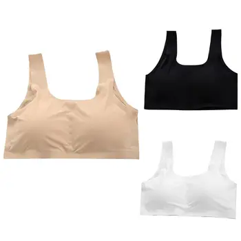 

Women Seamless Ice Silk Sexy Bra Underwear Solid Color Push Up Vest Brassiere Removable Pads Wirefree Crop Top