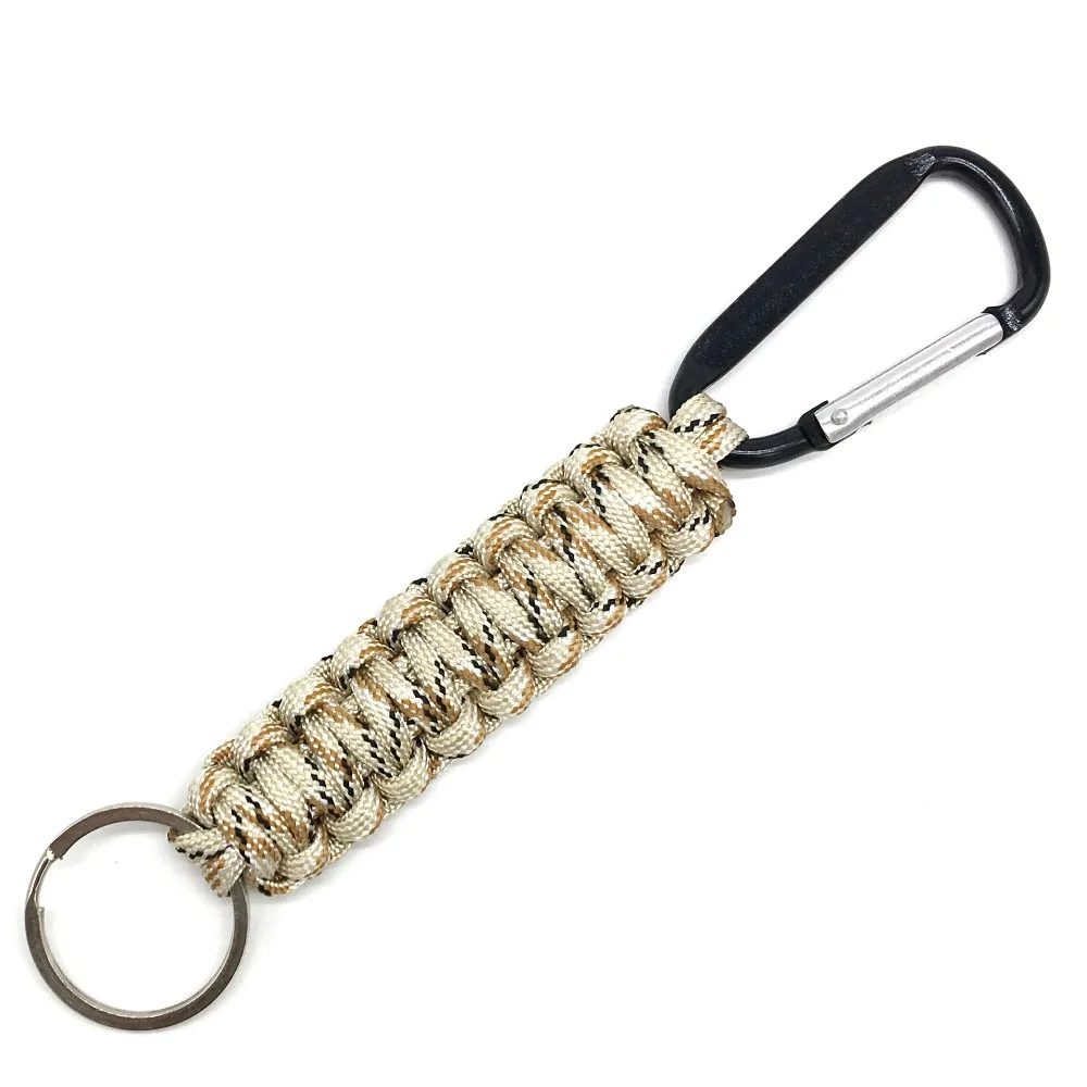 Outdoor Umbrella Rope Carabiner Keychain Hanging Seven Core Umbrella Rope Braided Keychain REMOVE BEFORE FLIGHT Keychains (5)