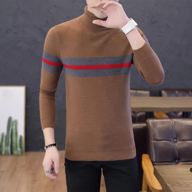 Mens Sweaters Cotton Winter Warm Sweater Men Black Turtleneck Pullover Slim Fit Jumper Pull Knitted Men Clothing Casual XR204