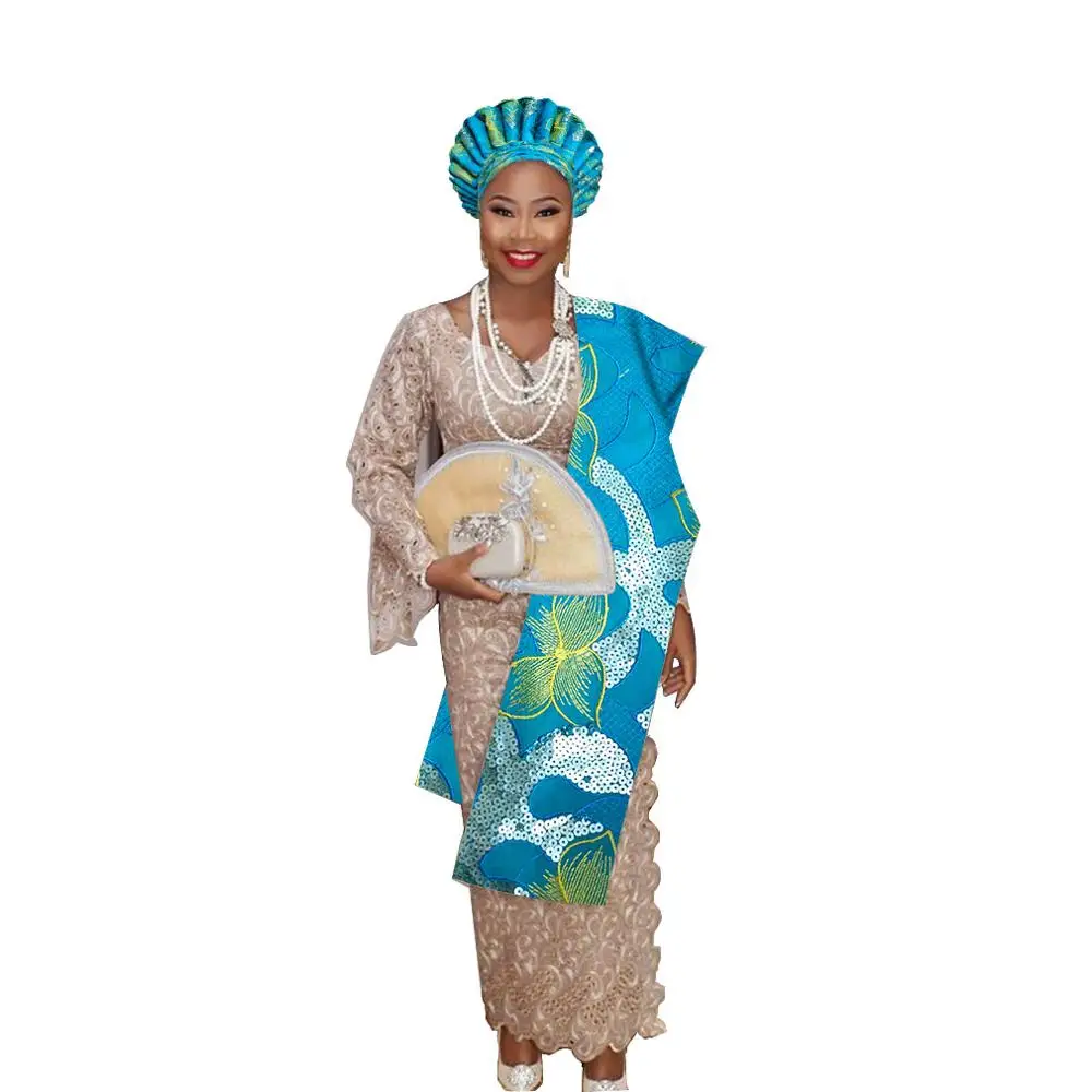 as pic Нигерийский геле головной убор aso oke с плеча геле тюрбан для женщин - Цвет: as pic