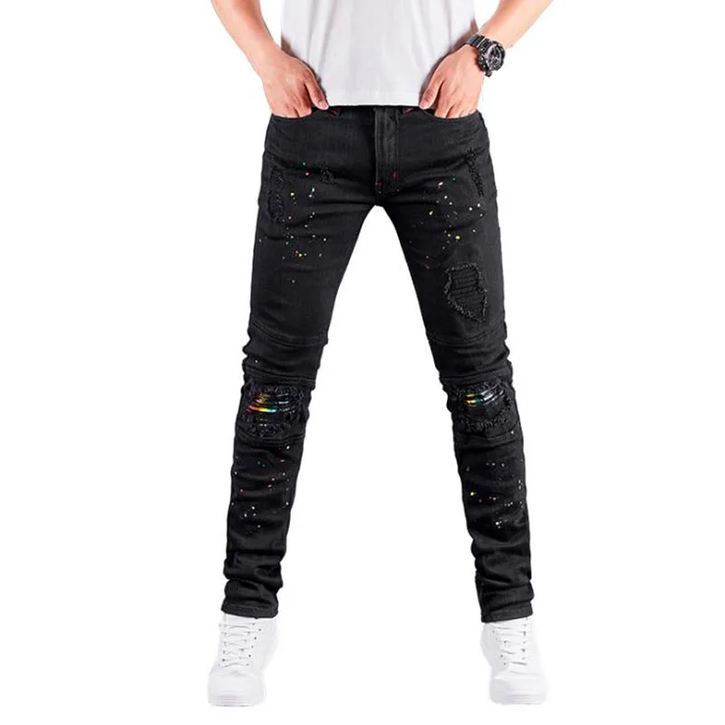 2021 New Arrivel Men Jeans 2021 Fashion Spray Paint Quality Brand Slim Elastic Comfortable Hiphop Denim Pants Young Trousers
