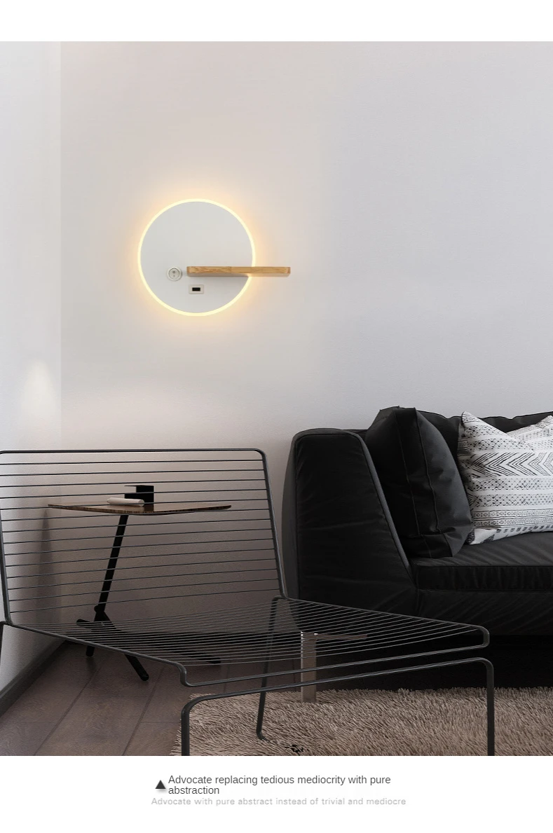 bathroom sconce lights Nordic LED Wall Lamp Storage Light With Switch And USB Charging Port Indoor Lighting For Bedside Living Room Study Light Fixture plug in wall lights