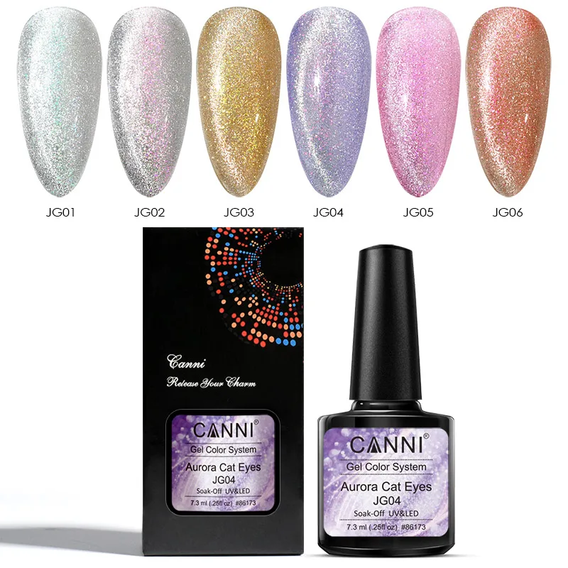 CANNI New Arrivals 6 Colors Aurora Cat Eyes Gel Color System JG01-JG06 High-quality Long Lasting UV/LED Soak-Off Nail Arts Gel 5