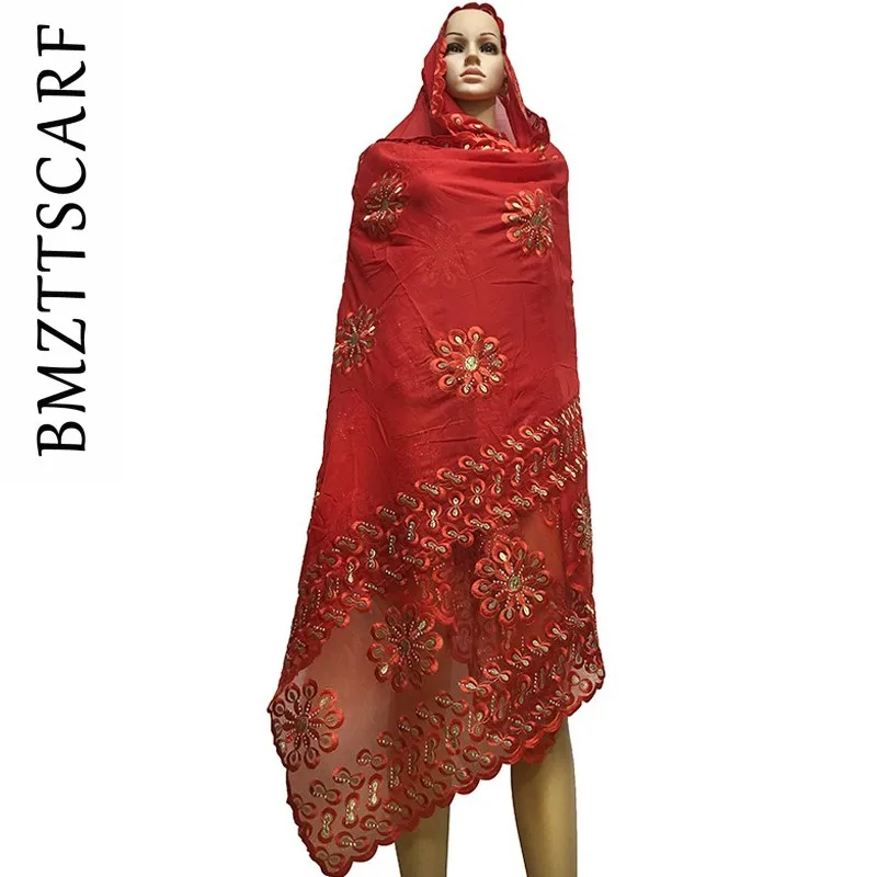 Новые африканские женские шарфы мусульманский женский большой хлопковый шарф с вышивкой с камнями BM591