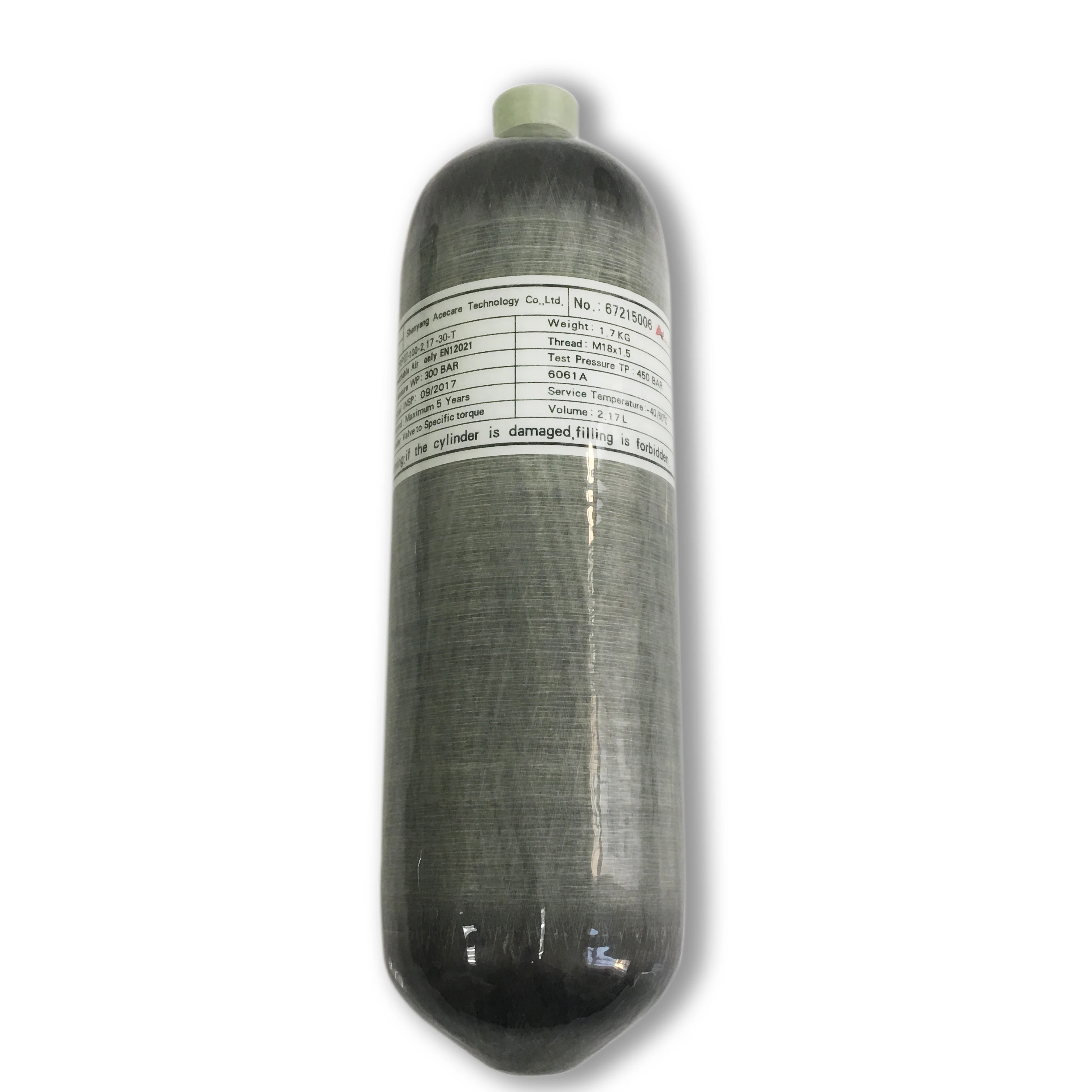 AC1217 Acecare 2.17L 4500Psi PCP цилиндр из углеродного волокна 300Bar HPA Пейнтбольный резервуар