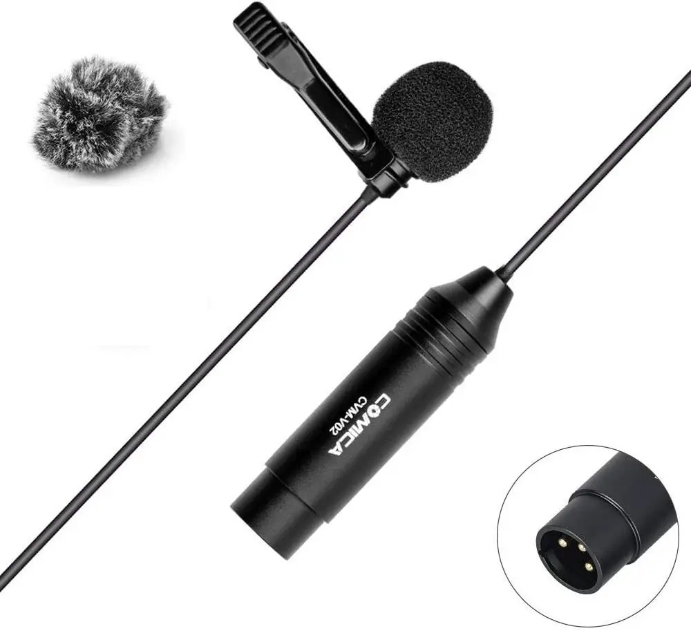 XLR Lavalier отворот микрофон Comica CVM V02O всенаправленный 48В фантомный зажим питания на
