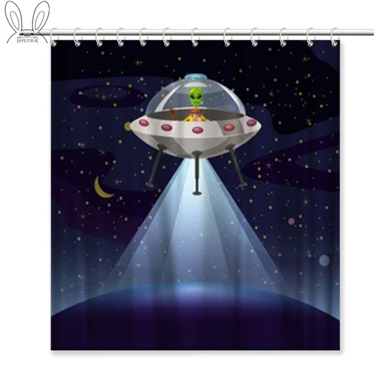 Aplyasia Alien занавеска для душа из полиэфирной ткани водонепроницаемая 72x72 дюйма удлиненная UFO декоративная занавеска с крючками для ванной комнаты - Цвет: 21