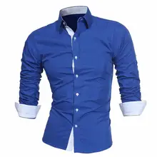 Деловая Мужская рубашка с цветными блоками и отложным воротником, с длинным рукавом, Приталенный топ, шик