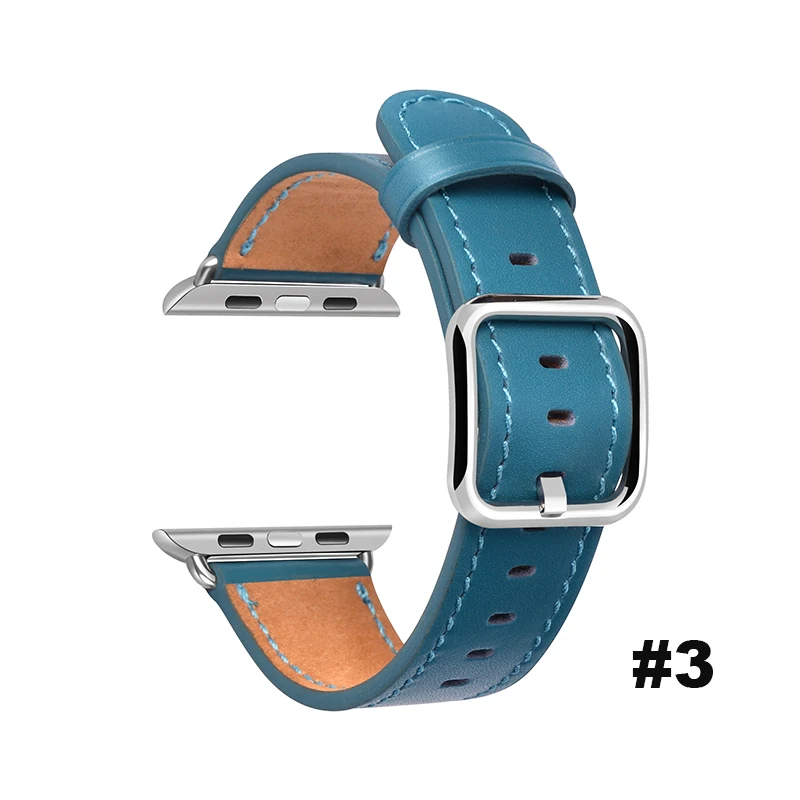 7 цветов Лидер продаж кожаный ремешок для наручных часов Apple Watch, версии 4/3/2/1 Спортивный Браслет, 42 мм, 38 мм, ремешок для наручных часов iwatch, 4 полосы - Цвет ремешка: 3-Blue