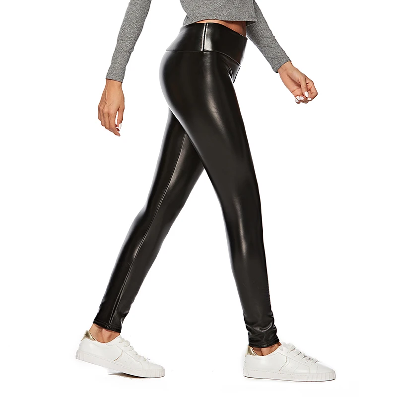 Winter PU Leather Leggings Women Sexy Night Club Hips Lifting Casual Black PU Pants Plus Velvet Warm Leggings Large Size Leggins spanx pants