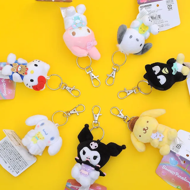 Japanese kawaii Sanrio Cinnamon Dog Kuromi Plush Toy Bag Pendant Keychain Birthday Gift Cute Anime Cartoon 1