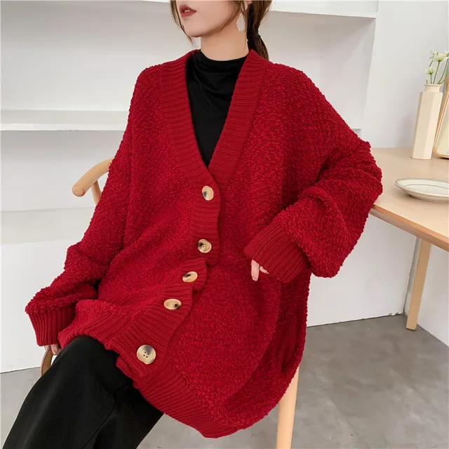 Oversized red cardigan sweater Clearance