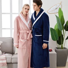 Пара Зимний банный халат очень длинный большой размер толстый теплый мужской фланелевый Халат плюшевый платок банный халат-кимоно Халат