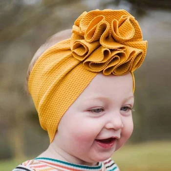 

30Pcs Toddler Ruffle Topknot Floral Turban for Girls Head Wrap 2020 New Arrival Bullet Headband Kids Hair Accessories Wholesale