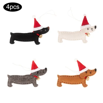 

4pcs/set Christmas Tree Hanging Pendant Cute Unique Charming Exquisite Dachshund Shape Xmas Party Decoration Drop Ornaments