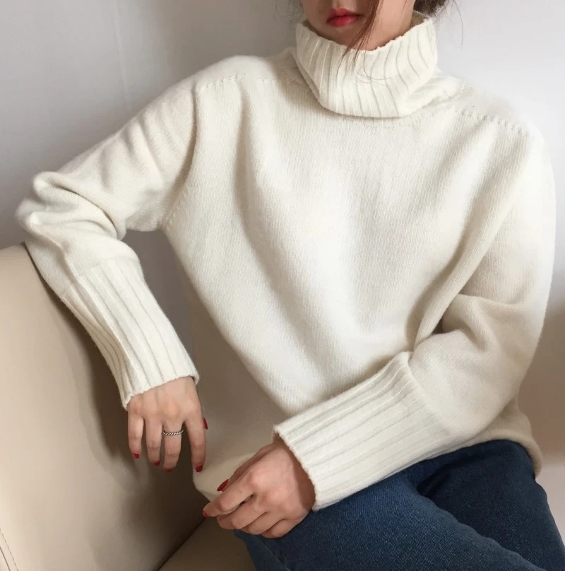 BGTEEVER Winter Turtleneck Long-sleeved Women Sweaters All-match Casual Warm Knitting Pullover Sweaters Female Knit Tops