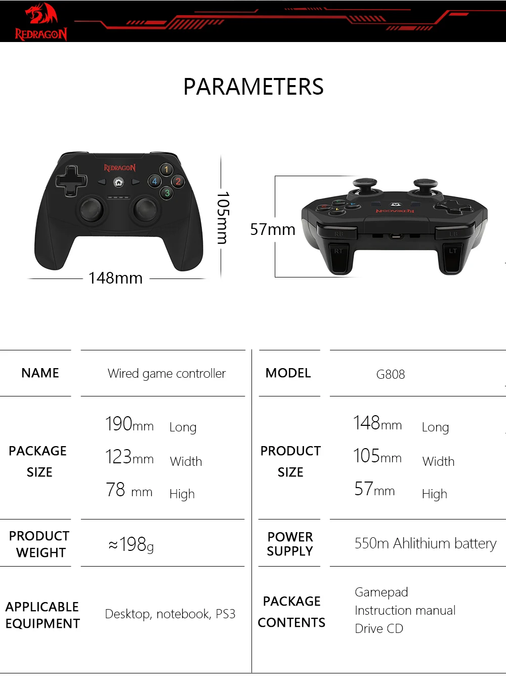 Redragon HARROW G808 беспроводной 10 кнопочный джойстик Нинтендо переключатель Playstation PC PS2 PS3 контроллер Джойстик Android триггеры