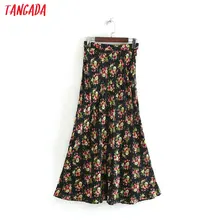 Tangada,, модная женская длинная юбка с цветочным принтом, на молнии, винтажная Повседневная Женская трапециевидная юбка CE115