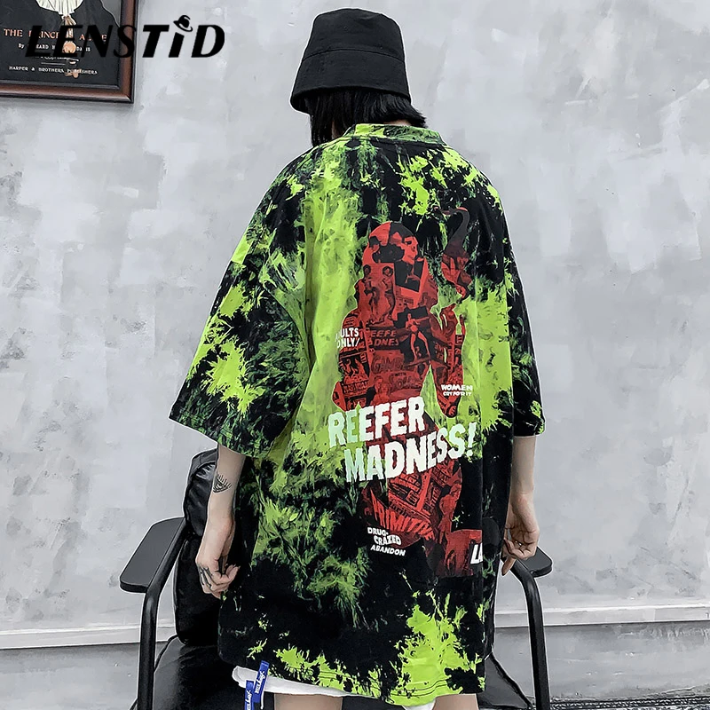 LENSTID, японский стиль, Ретро стиль, короткий рукав, футболки для мужчин, Harajuku, хип-хоп стиль, повседневные футболки, уличная одежда,, мужские топы, футболки