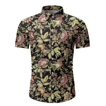 

Man Summer Men Hawaiian Shirt Short Sleeve Front-Pocket Beach Floral Printed Blouse Top Tee 2020 New Printed Shirts High Quality