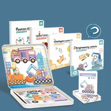 Puzzle magnétique en bois pour enfants, circulation des animaux, écriture, planche à dessin magnétique, jouet d'éducation précoce