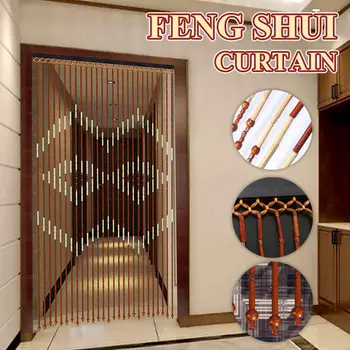

90x180cm Fashion 27 Line Bamboo Wooden Bead String Door Curtain Blinds Fly Screen For Porch Bedroom Living Room Bathroom
