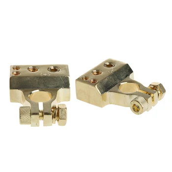 

2PCS HEAVY DUTY Metal Gold Plated Gauge Car Battery Terminal Positive/Nagative F 0/1 2 4 8 AWG Tool