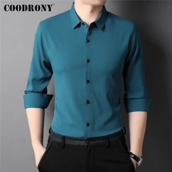 COODRONY – chemise classique à manches longues et col rabattu pour homme, vêtement de marque, couleur unie, nouvelle collection printemps automne, Z6031 