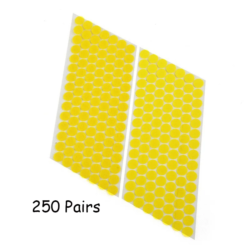 Yellow 15mm 250pairs 540/250/200 пар крючков и петель кабельные стяжки красочные волшебные наклейки dot Нейлон гибкий клей на самоклеющейся ленте - Цвет: Yellow 15mm 250pairs