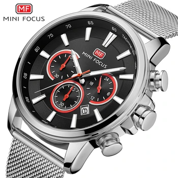 

MINI FOCUS Men Watches Stainless Steel 24 Hour Luminous Hands Fashion Top Luxury Brand Waterproof Sports Quartz Wristwatch Black