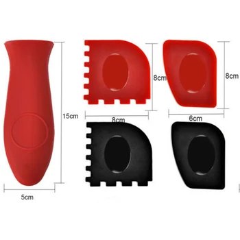 

6pcs Grill Pan Scrapers Silicone Hot Handle Holder Lodge Cast Iron Kit Practical
