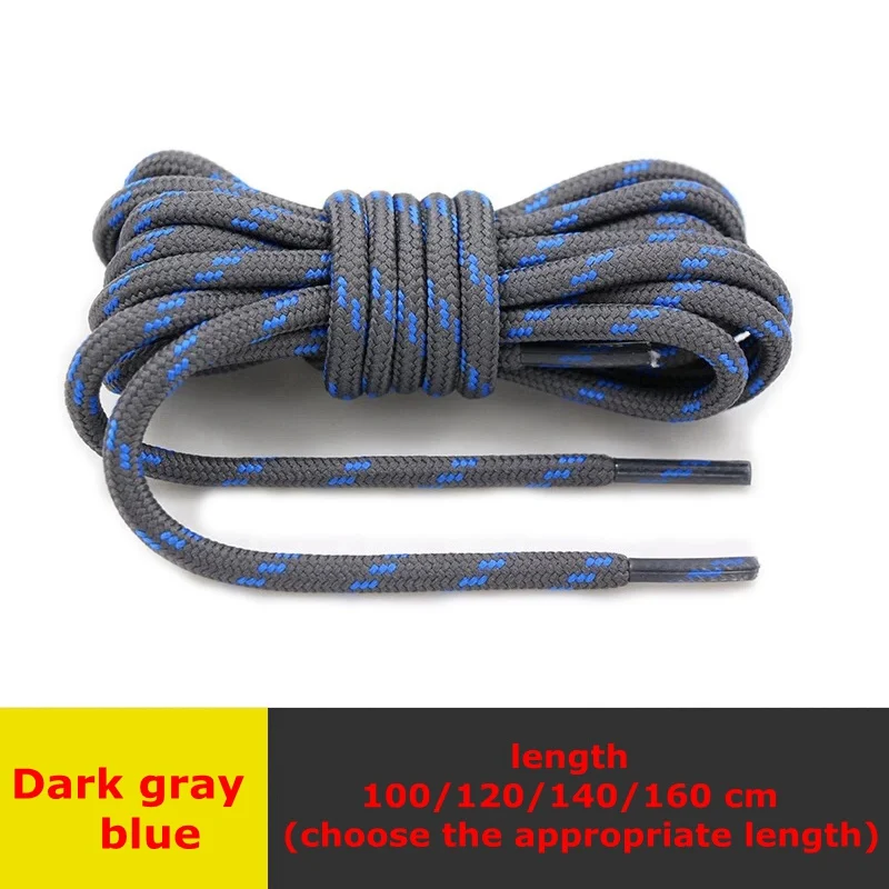 Dark gray blue 1 пара тонкие Круглые Шнурки высокой плотности ткацкие шнурки для обуви для прогулок, походная скользящая веревка, кроссовки для обуви 100/120/140/160 см - Цвет: Dark gray blue