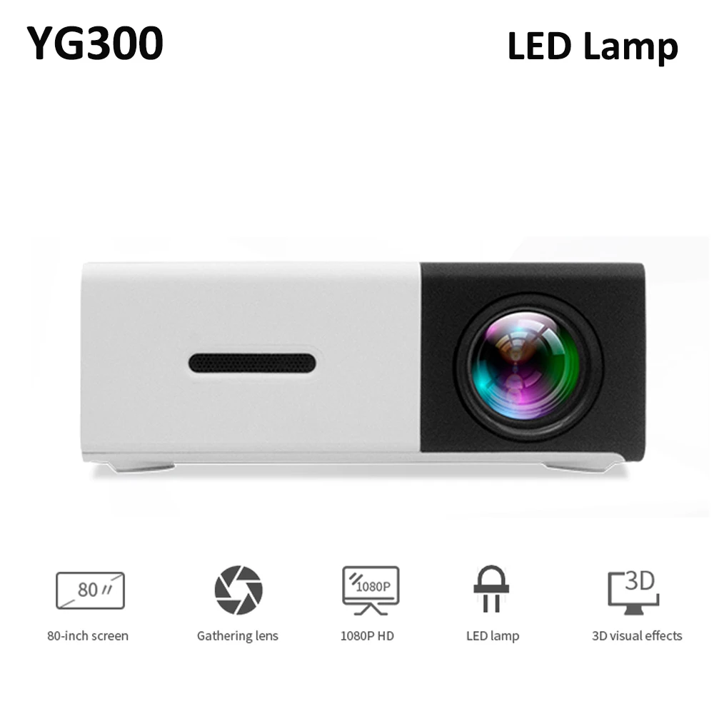 Проектор YG300 Led проектор Объектив 1080P проектор экран 80 дюймов проектор YG300 Мини проектор домашний кинотеатр Мини проектор экран
