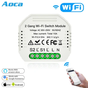 

Wifi Smart Light Switch Diy Breaker Module Smart Life/Tuya APP Remote Control,Working with Alexa Echo Google Home 2 Gang 2 Way.