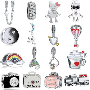 

2019 New Original Alloy Bead Holiday Travel Christmas Rainbow Charm Fit Bracelets Bangles Necklace DIY Women Jewelry Gifts